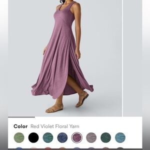 U neck, split hem maxi dress